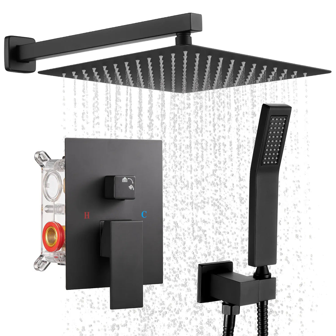 Cobbe Shower System, 12 Inches Shower Fixtures with Handheld, Valve Body and Trim Included Cobbe