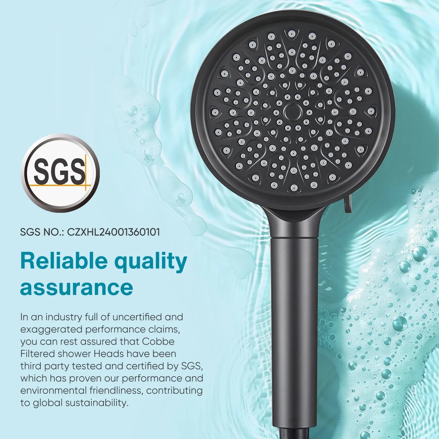 Cobbe Filter Shower Head  6 Mode Round Cobbe