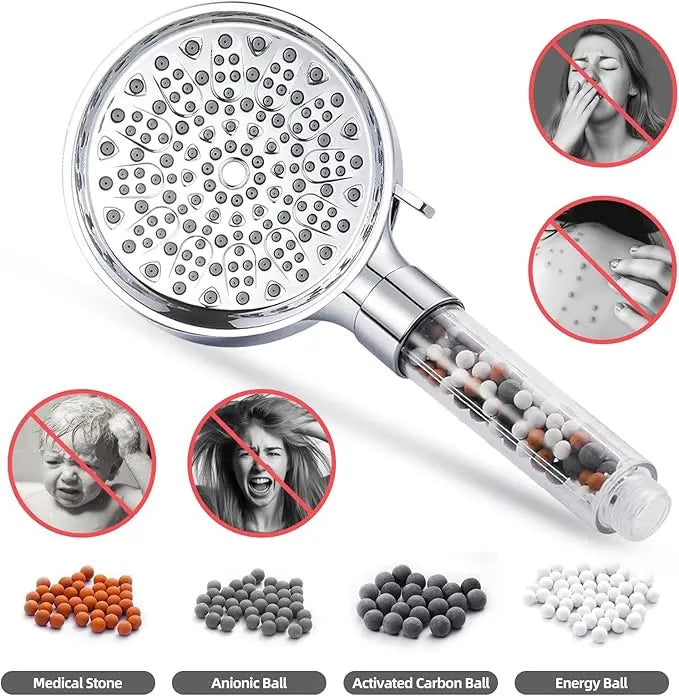 Cobbe Replacement Shower Head Beads,90g Shower Filter Stone Beads,Mineral Stone Balls for Water Filtration,for Filtered Shower Head (Orange Gray White) Cobbe