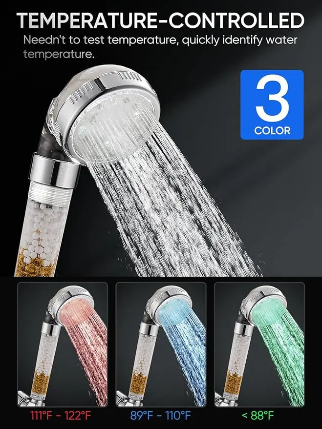 Cobbe Filtered LED Shower Head with Handheld, Color Changing,  KDF Cobbe