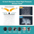 Cobbe 12 Inch All Metal 3-Way Rain Shower Head, High Pressure Shower Head, Dual Shower Heads with Handheld Spray Combo - Upgrade Extension Arm Height Adjustable - 9 Spray Filtered Shower Head Cobbe