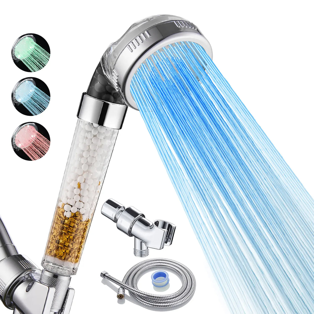 Cobbe Filtered LED Shower Head with Handheld, Color Changing,  KDF Cobbe