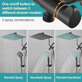 Cobbe 12 Inch All Metal 3-Way Rain Shower Head, High Pressure Shower Head, Dual Shower Heads with Handheld Spray Combo - Upgrade Extension Arm Height Adjustable - 9 Spray Filtered Shower Head Cobbe