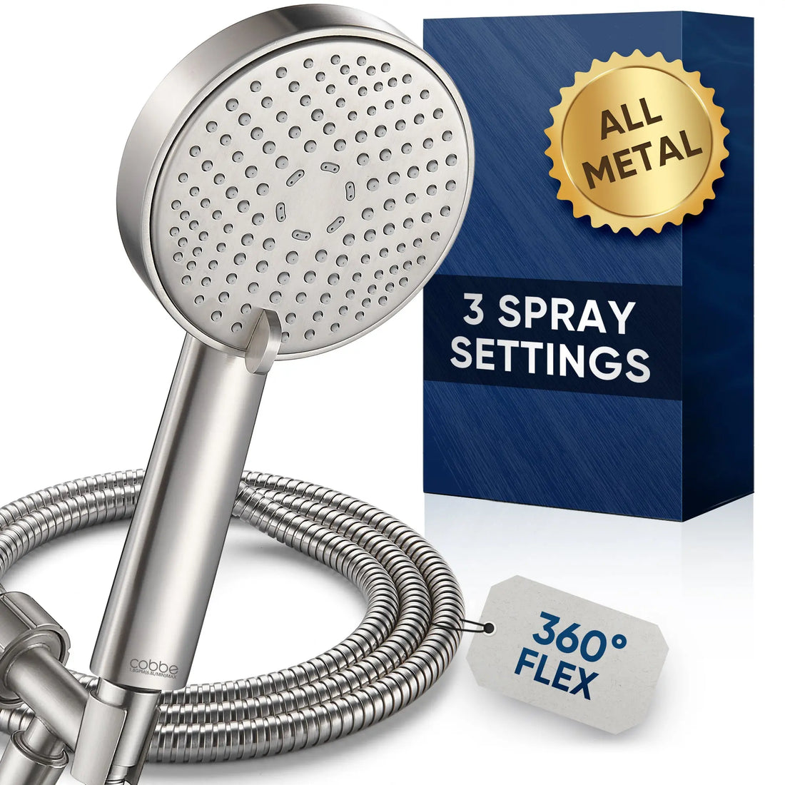 Cobbe® All Metal 3-Spray Shower Head with Handheld