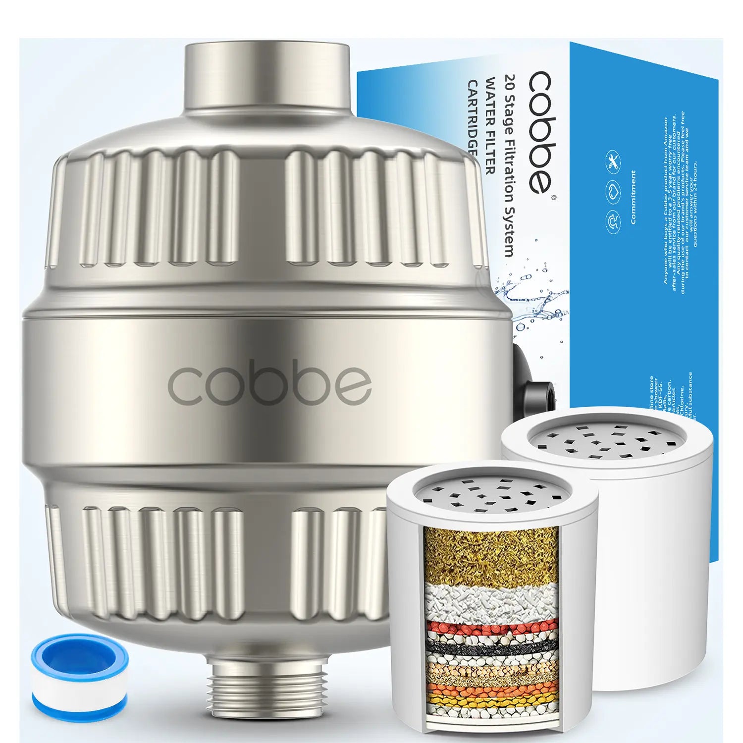 Cobbe Shower Filter for Hard Water Shower Head Filter, with 2 PCS Replacement Cobbe
