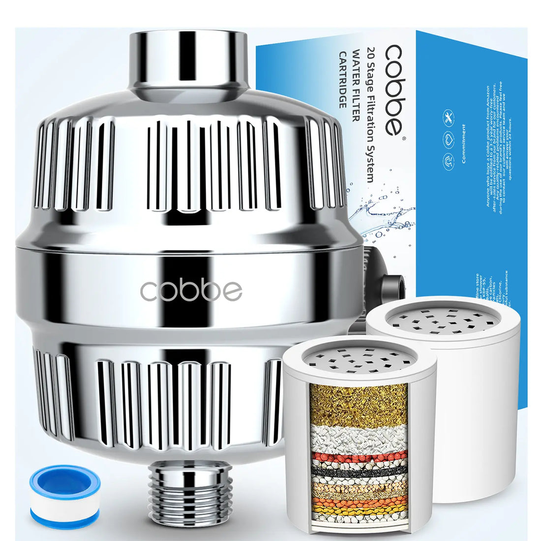Cobbe Shower Filter for Hard Water Shower Head Filter, with 2 PCS Replacement Cobbe