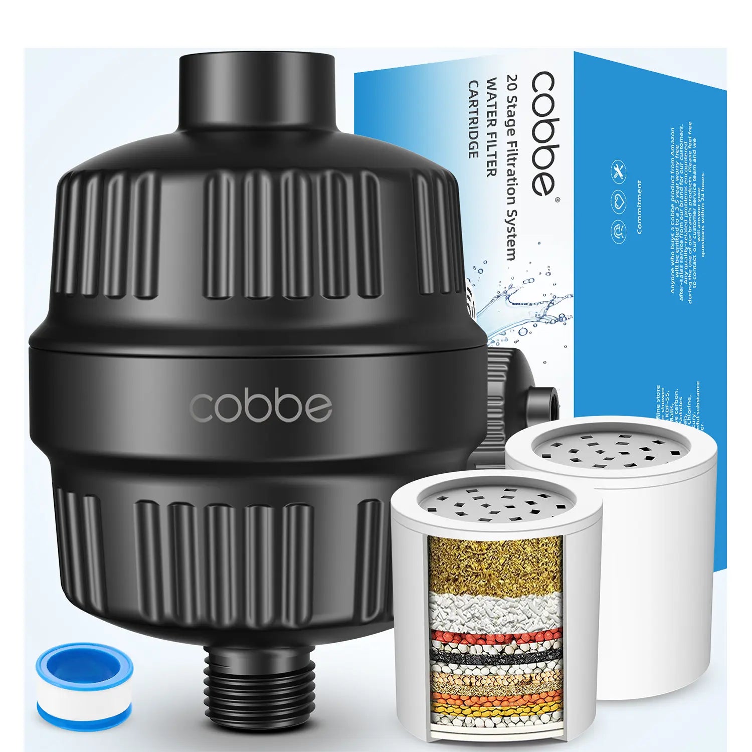 Cobbe Shower Filter for Hard Water Shower Head Filter, with 2 PCS Replacement Cobbe