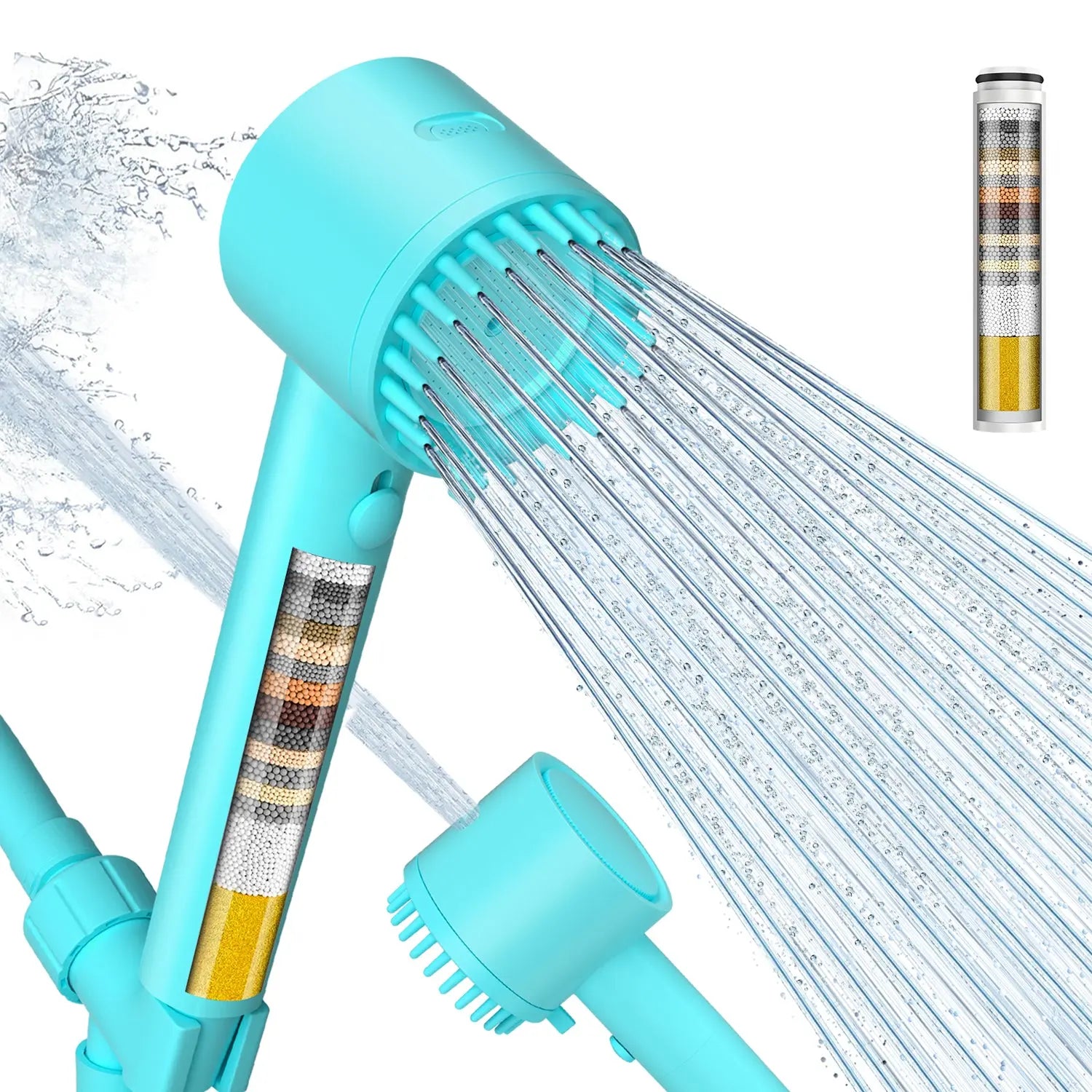 Cobbe Ion Drops Filtered Shower Head - High Pressure, 4+1 Spray Modes with Power Wash for Hard Water, Removes Chlorine Cobbe