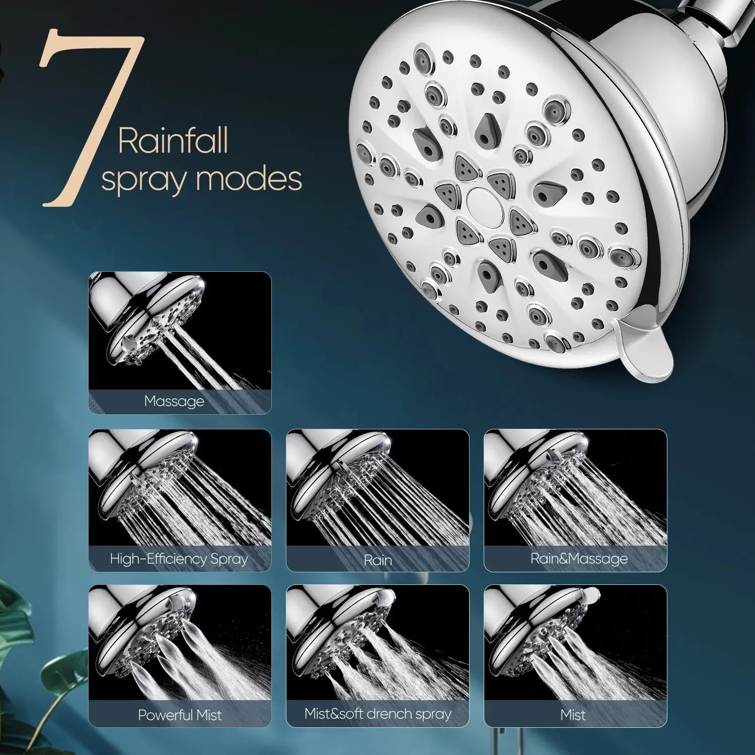 Cobbe Filtered Shower Head, 7 Modes High Pressure Shower Heads Cobbe