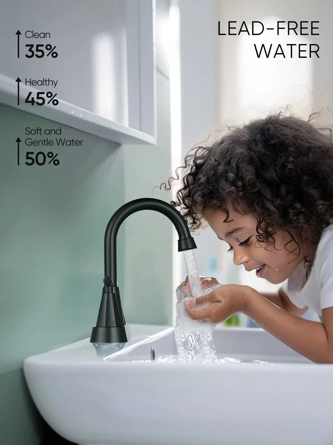 Cobbe 4 Inch Bathroom Faucets for Sink 3 Hole, 2 Handle Centerset Bathroom Faucet, Matte Black