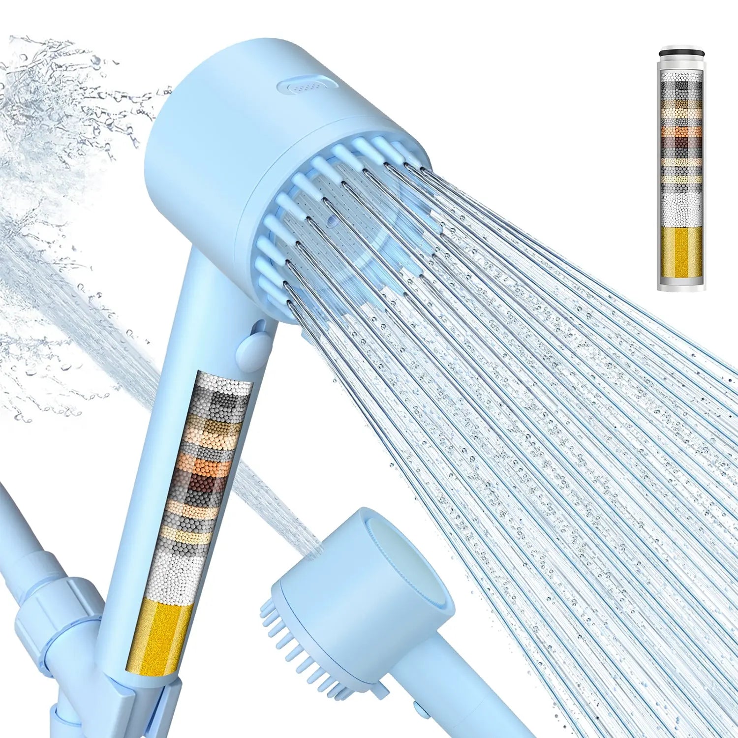 Cobbe Ion Drops Filtered Shower Head - High Pressure, 4+1 Spray Modes with Power Wash for Hard Water, Removes Chlorine Cobbe