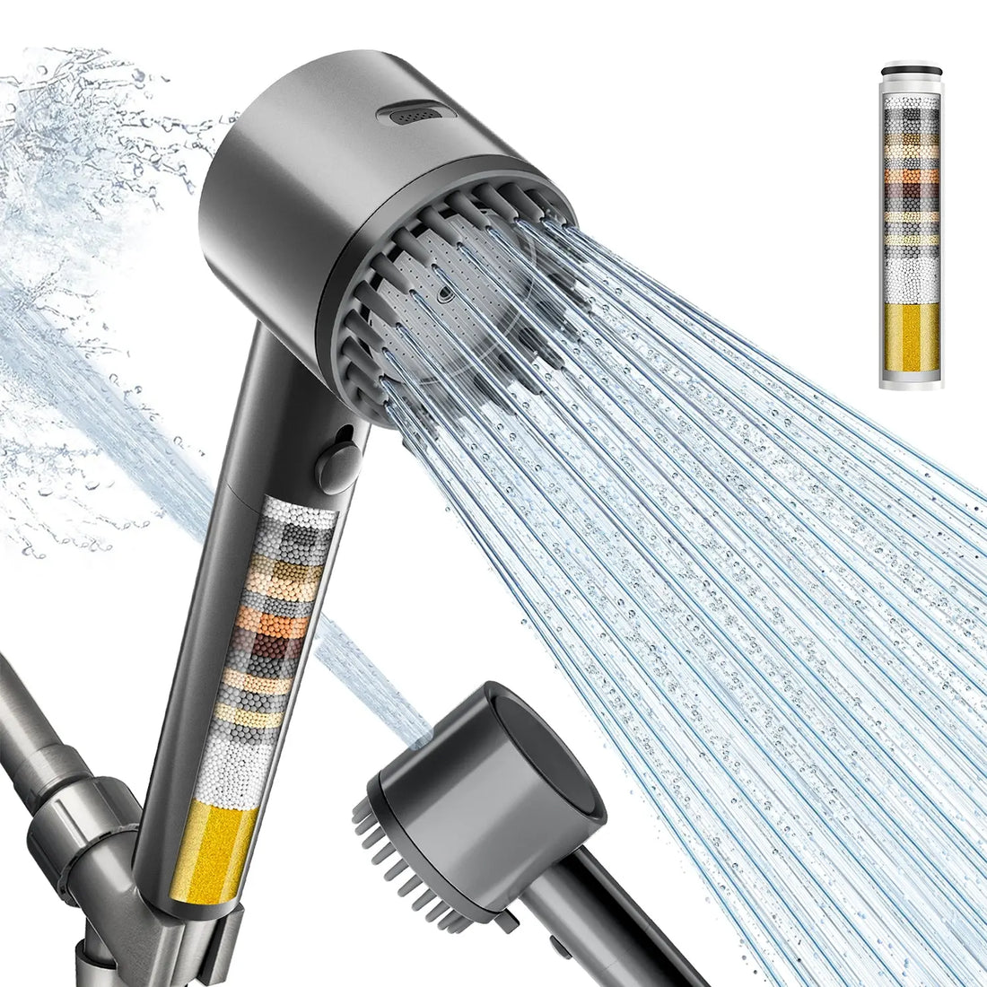 Cobbe Ion Drops Filtered Shower Head - High Pressure, 4+1 Spray Modes with Power Wash for Hard Water, Removes Chlorine Cobbe