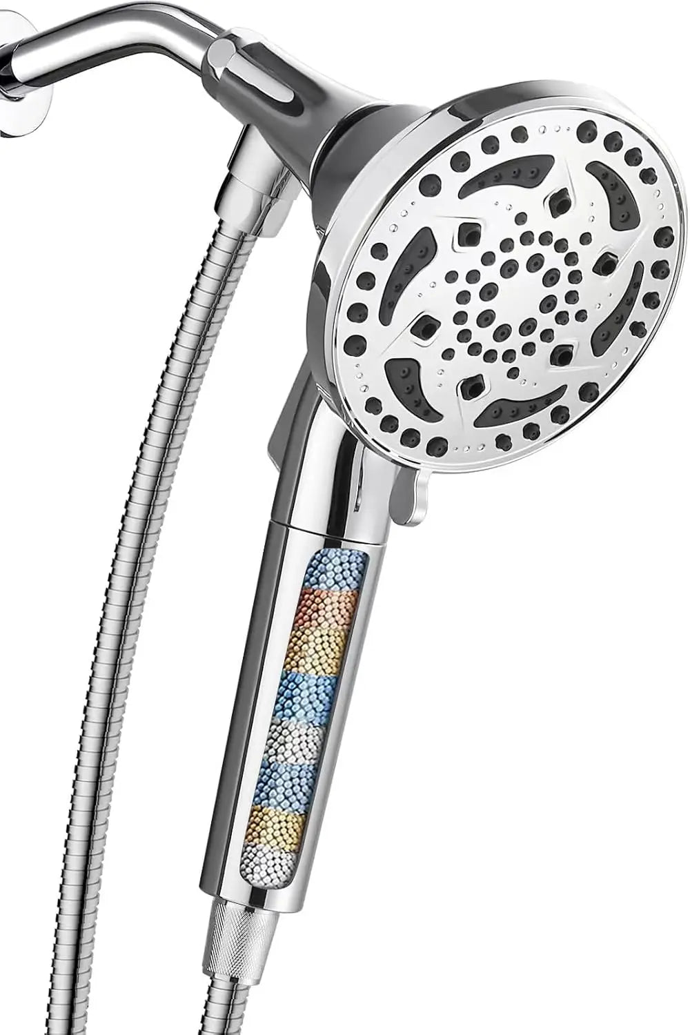 Cobbe Filtered Shower Head with handheld, High Pressure 7-mode Showerhead Hose, Bracket, Water Softener Filters Beads for Hard Remove Chlorine and Harmful Substance, Black, U.S. Patents Cobbe