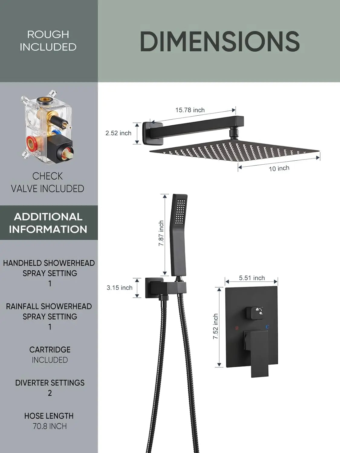 Cobbe Shower System,Shower Faucets Sets Complete,Shower System,10 inches Rainfall Shower Head with Handheld, Shower Faucet Set for Bathroom Rough-in Valve Body and Trim Included Cobbe