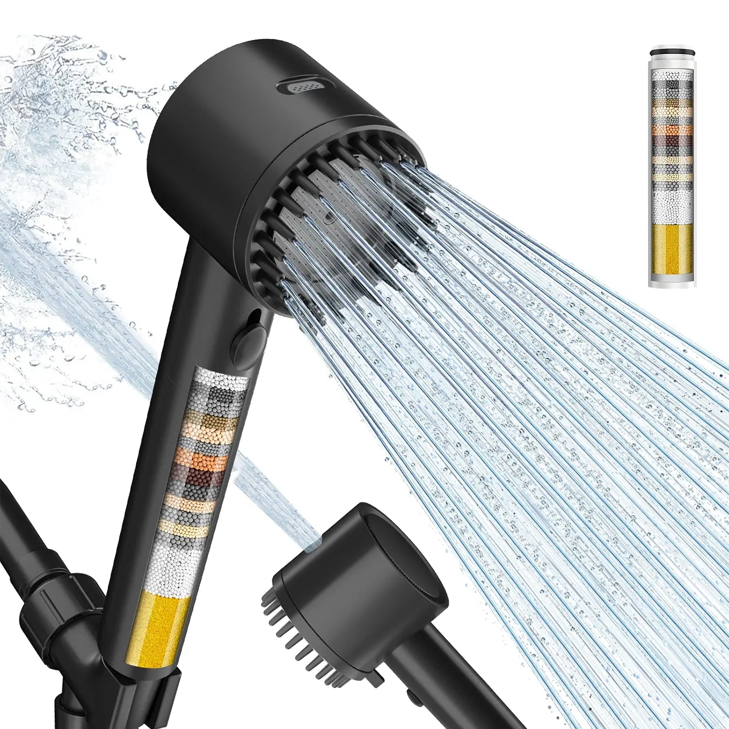 Cobbe Ion Drops Filtered Shower Head - High Pressure, 4+1 Spray Modes with Power Wash for Hard Water, Removes Chlorine Cobbe