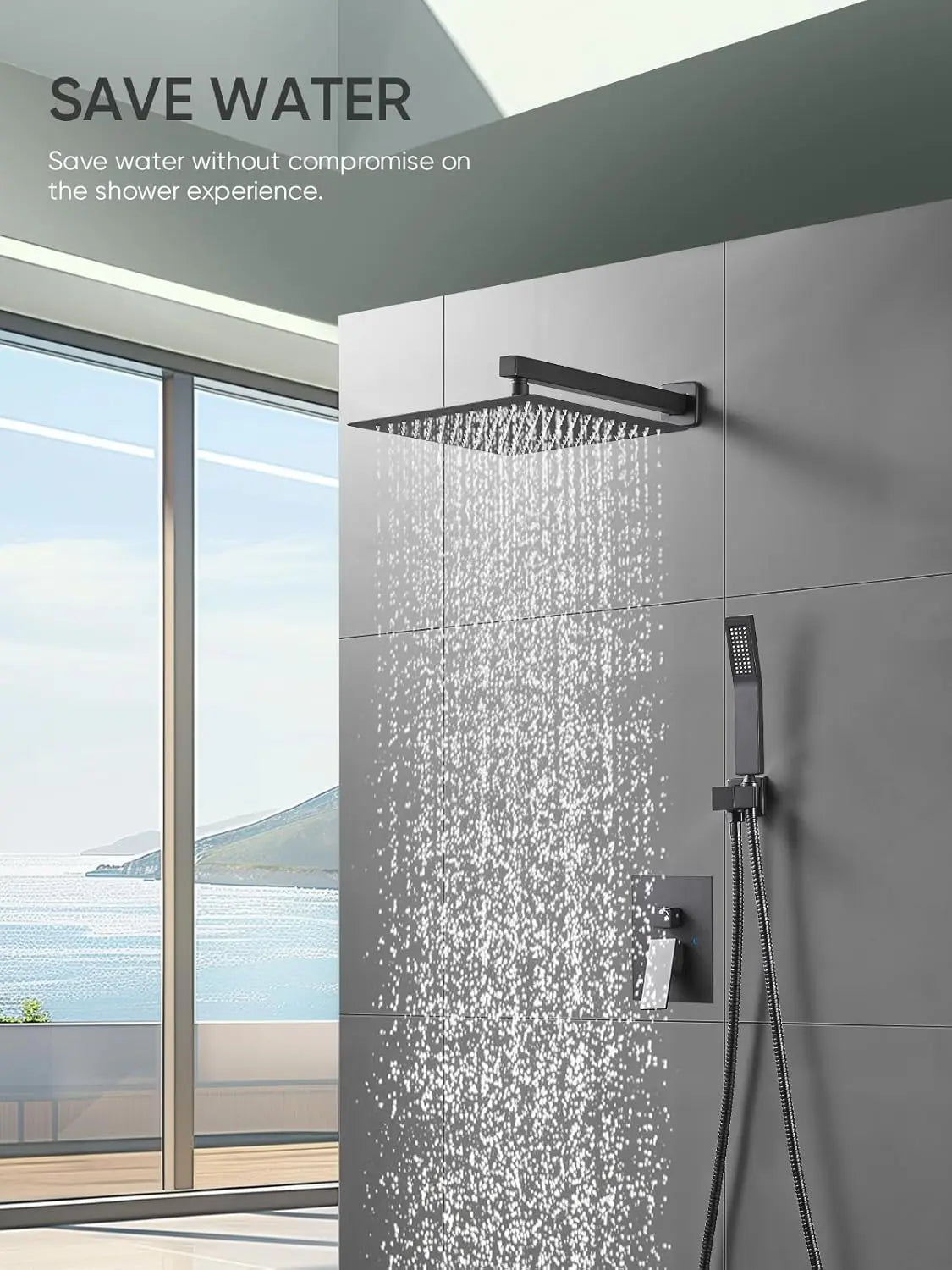 Cobbe Shower System,Shower Faucets Sets Complete,Shower System,10 inches Rainfall Shower Head with Handheld, Shower Faucet Set for Bathroom Rough-in Valve Body and Trim Included Cobbe