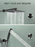 Cobbe Shower System,Shower Faucets Sets Complete,Shower System,10 inches Rainfall Shower Head with Handheld, Shower Faucet Set for Bathroom Rough-in Valve Body and Trim Included Cobbe