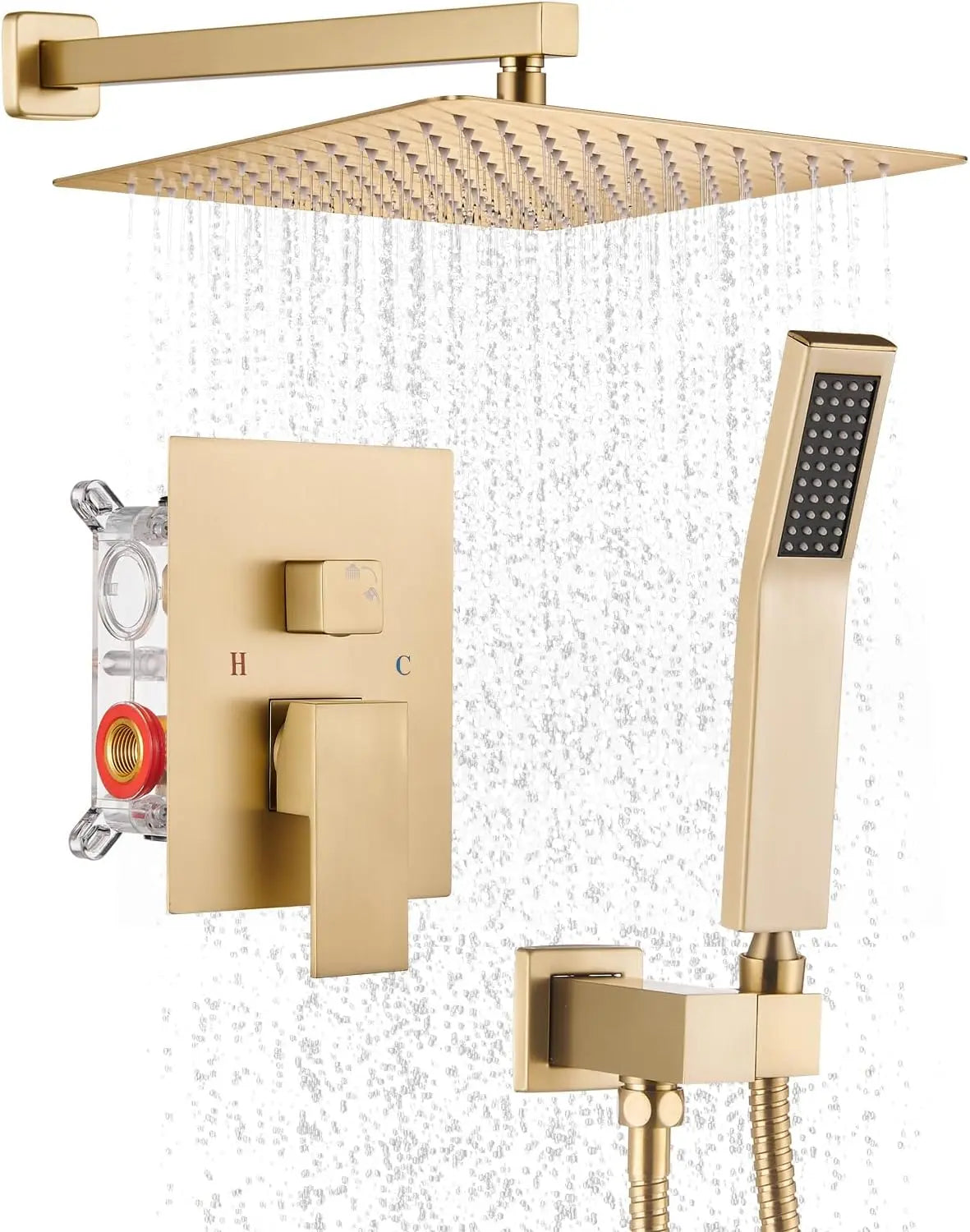 Cobbe Shower System,Shower Faucets Sets Complete,Shower System,10 inches Rainfall Shower Head with Handheld, Shower Faucet Set for Bathroom Rough-in Valve Body and Trim Included Cobbe