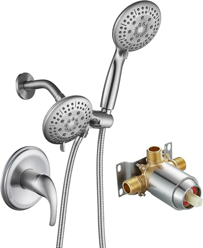 Cobbe Shower Head with handheld, High Pressure Shower Faucet Set with Hose Adjustable Bracket Rubber Washers, Dual 2 In 1 Shower System (Valve Include) Cobbe