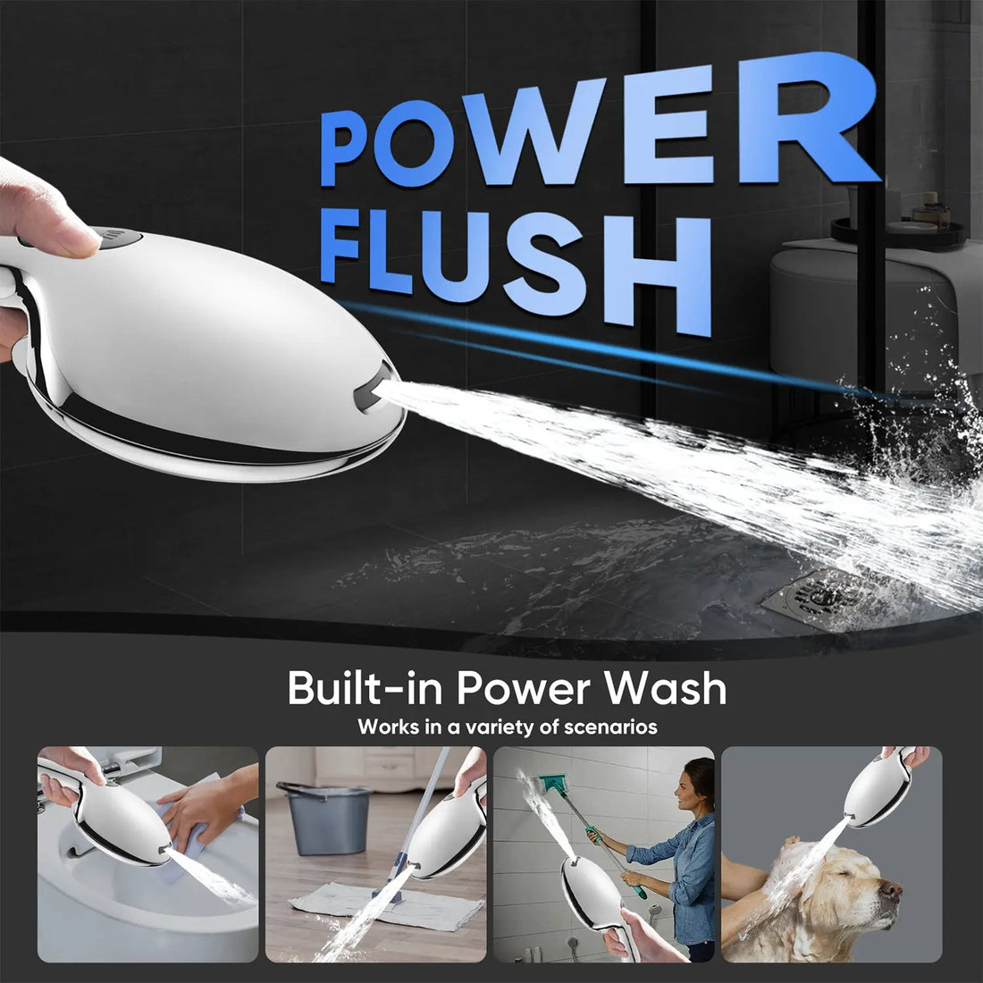 Cobbe Shower Head with Hose, Built-in Power Spray to Clean Corner, Tub and Pets Cobbe