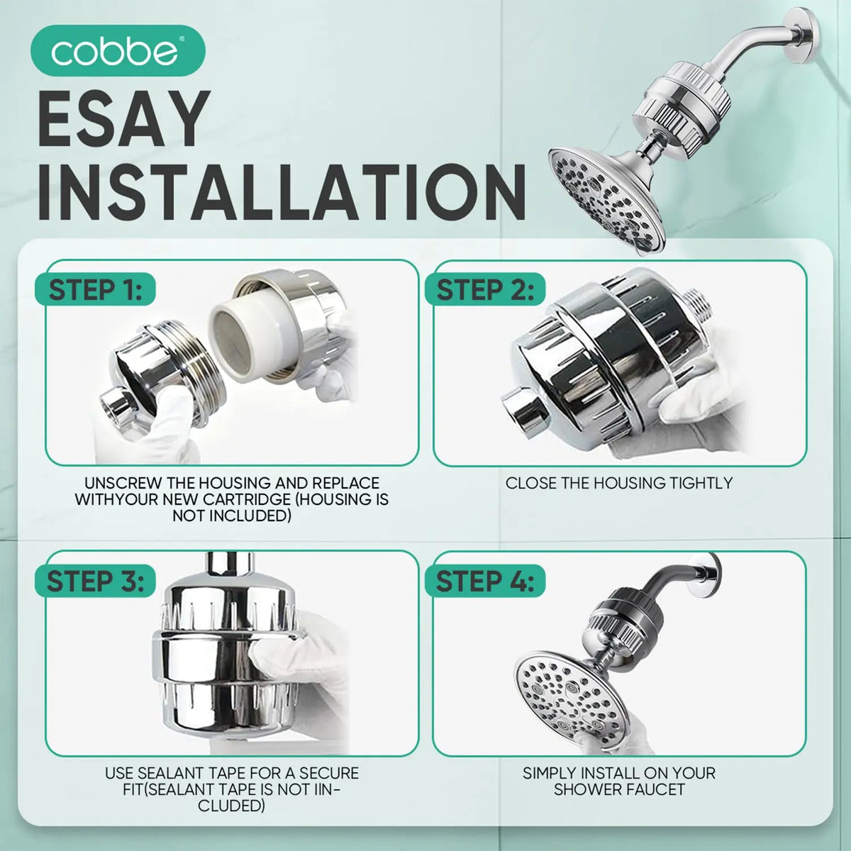 Cobbe Shower Filter for Hard Water with 2 pcs replacement