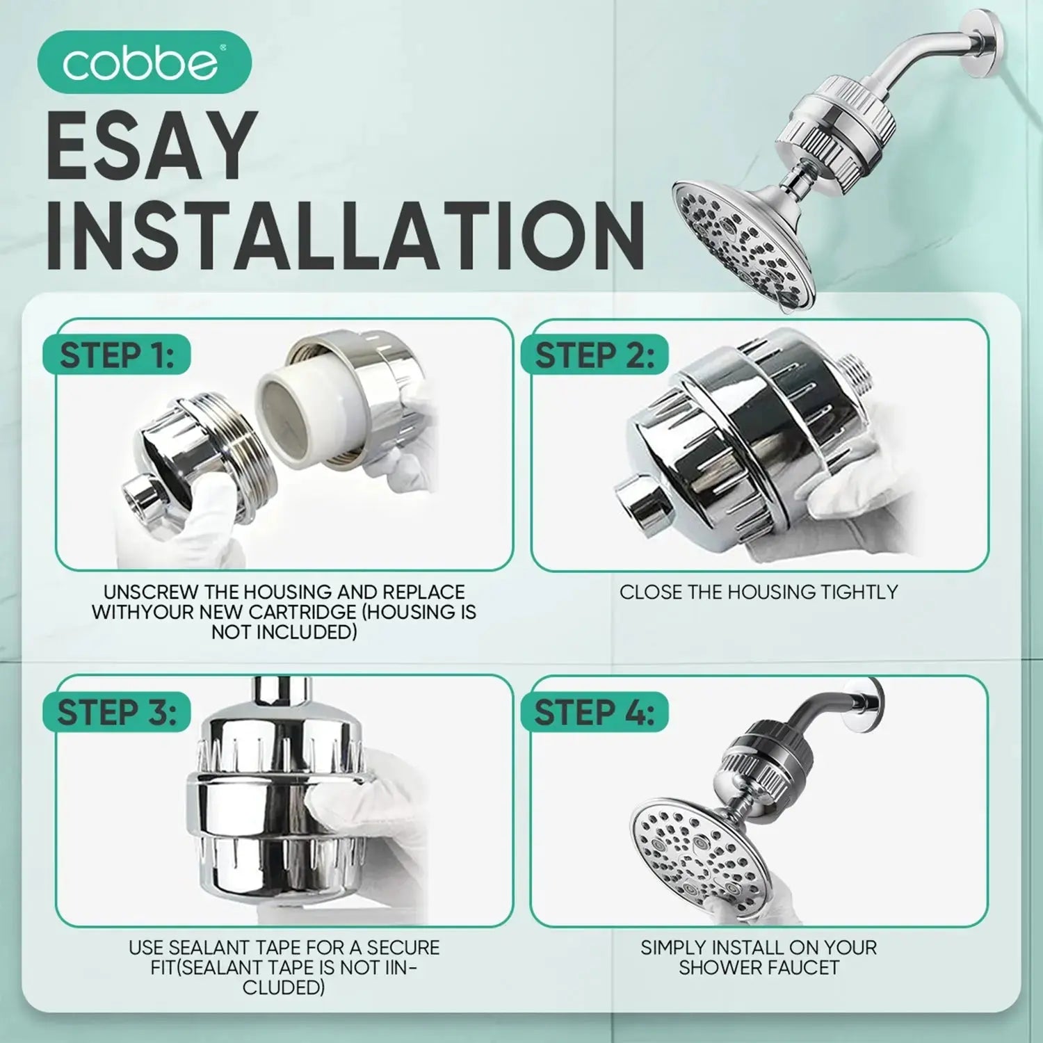 Cobbe Shower Filter Cartridge, Shower Filter for Hard Water (1/2 PACK) Cobbe