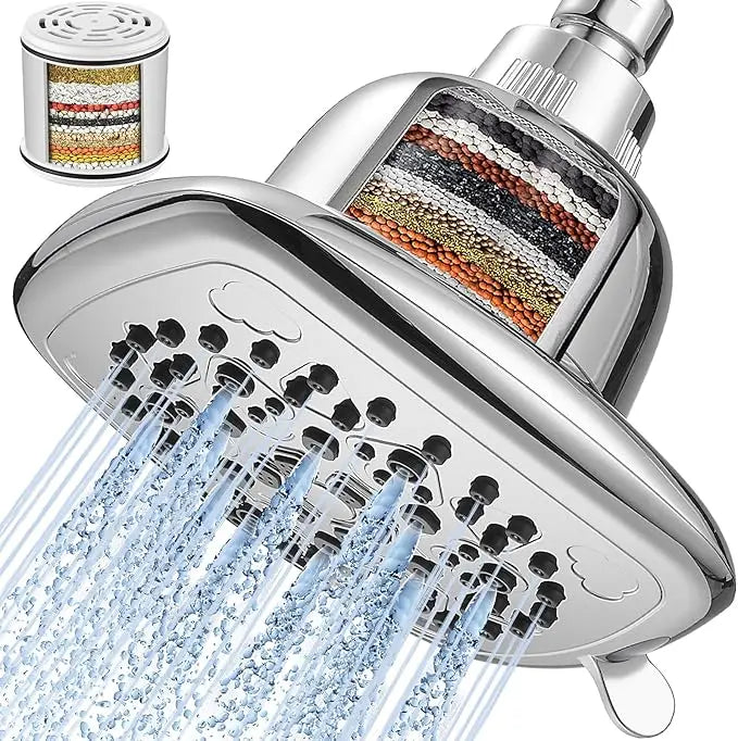 Cobbe Filtered Shower Head, 7 Modes High Pressure Shower Heads - 16 Stage Shower Head Filter for Hard Water for Remove Chlorine and Harmful Substances (Luxury Polished Chrome, 6 Inch Square) Cobbe