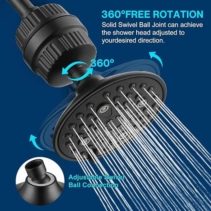 Cobbe 6-Setting High Pressure Filtered Shower Head Combo, Detachable Rain Shower Head with 20 Stage Shower Head Filter for Hard Water - Remove Chlorine and Harmful Substances Cobbe official