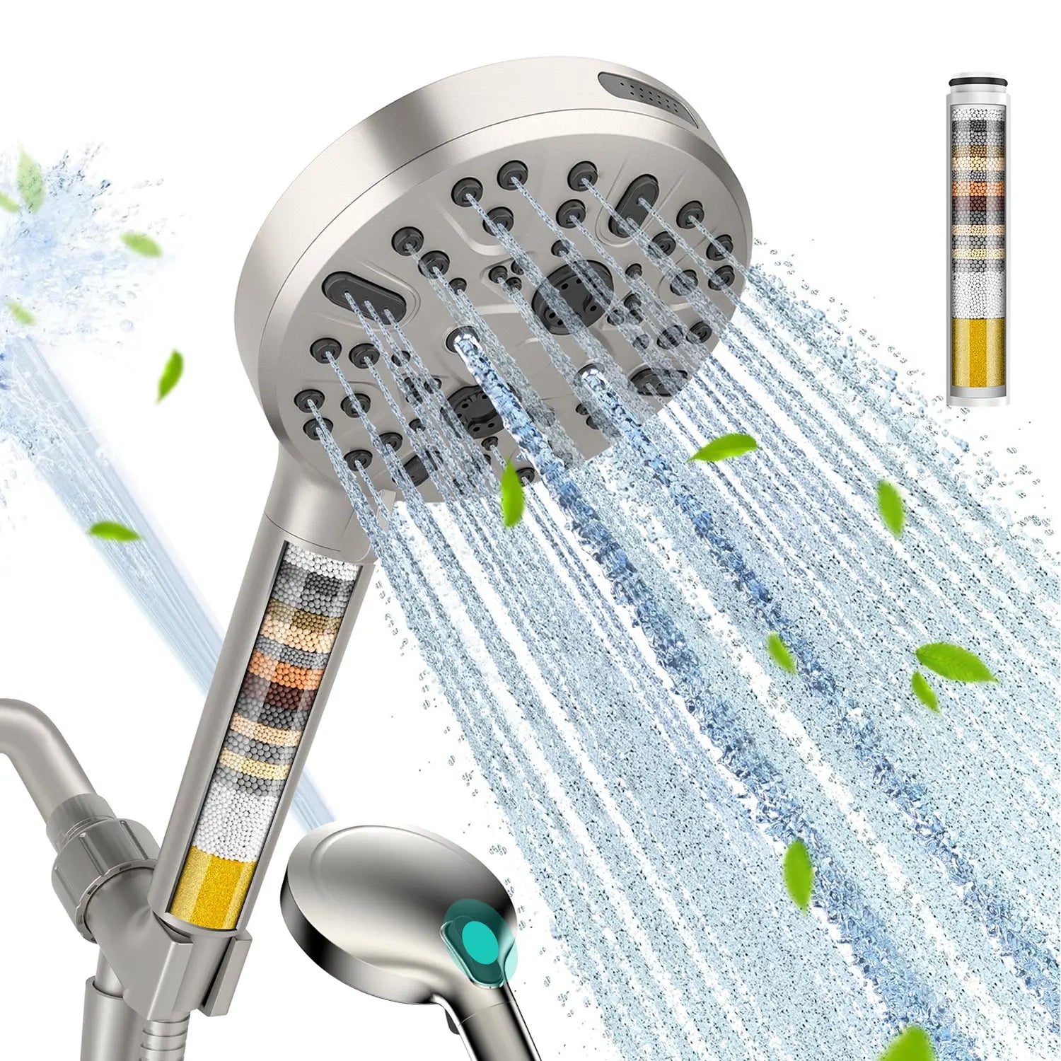 Cobbe Filtered Handheld Showerhead with 9 Spray Modes - Hard Water Filter Removes Chlorine & Impurities Cobbe